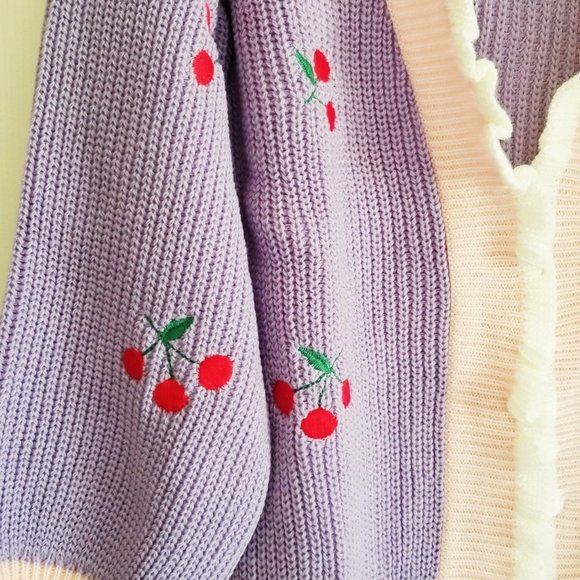 Kawaii Harajuku Pastel Y2K Cute Cherry Cardigan - Picture 2 of 3